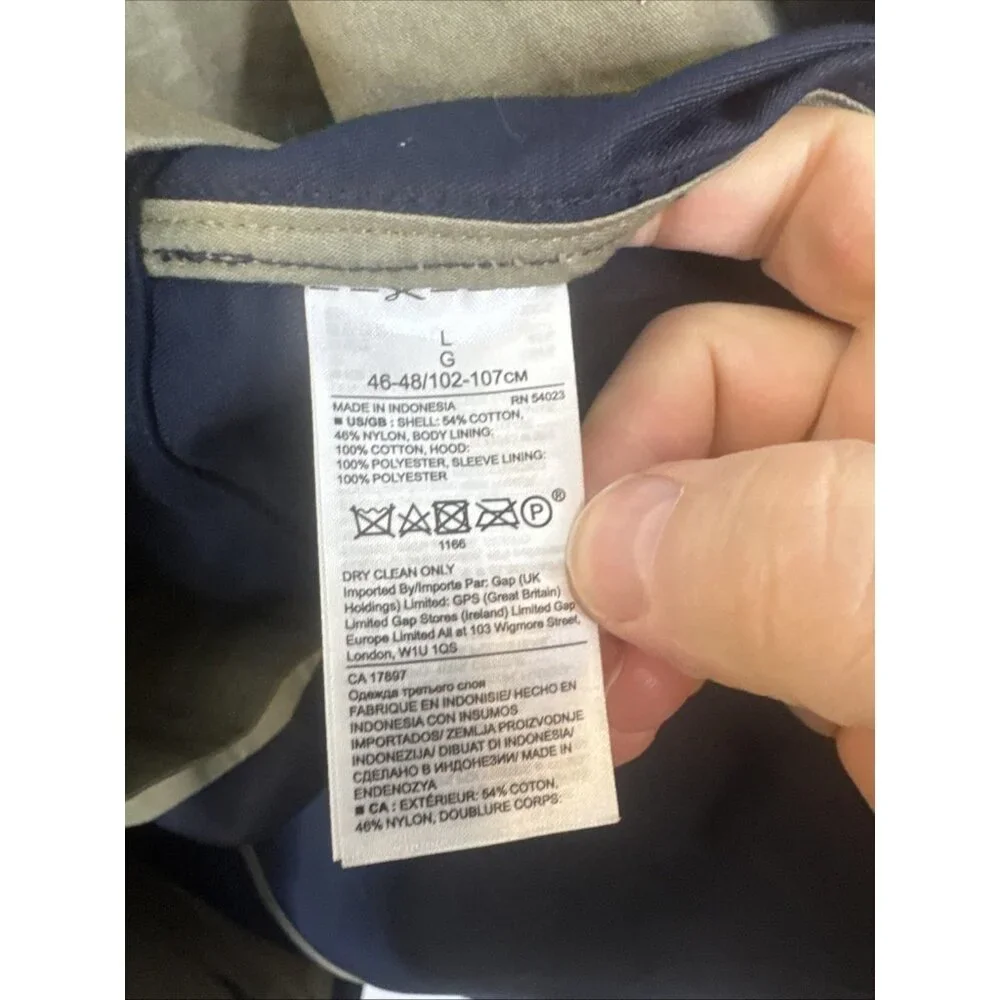 Banana‎ Republic 4 Pocket Field Jacket Navy Cotton Nylon Mens L Military Style